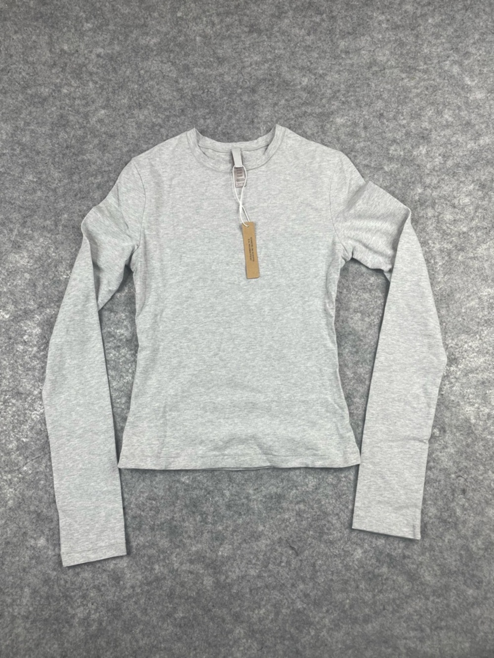 SKIMS Cotton Jersey Long Sleeve T-Shirt Gray AP-TSH-0647 Womens Size S NEW